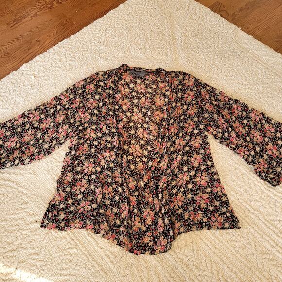Free people Flowy Floral sheer top Boho Cardigan Kimono - Picture 3 of 6